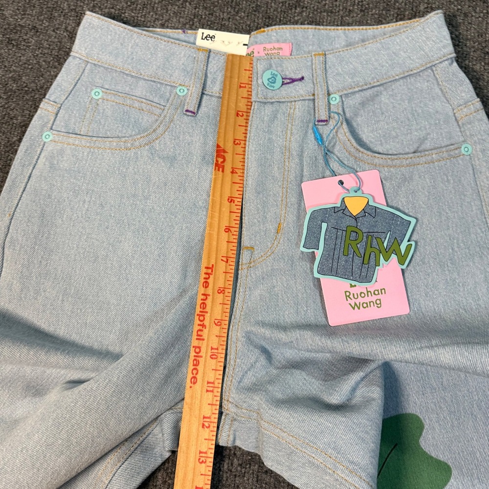 Lee x Ruohan Wang Rose Garden Print Wide Leg Jeans Light Wash Women 25x31 NWT - Picture 7 of 11